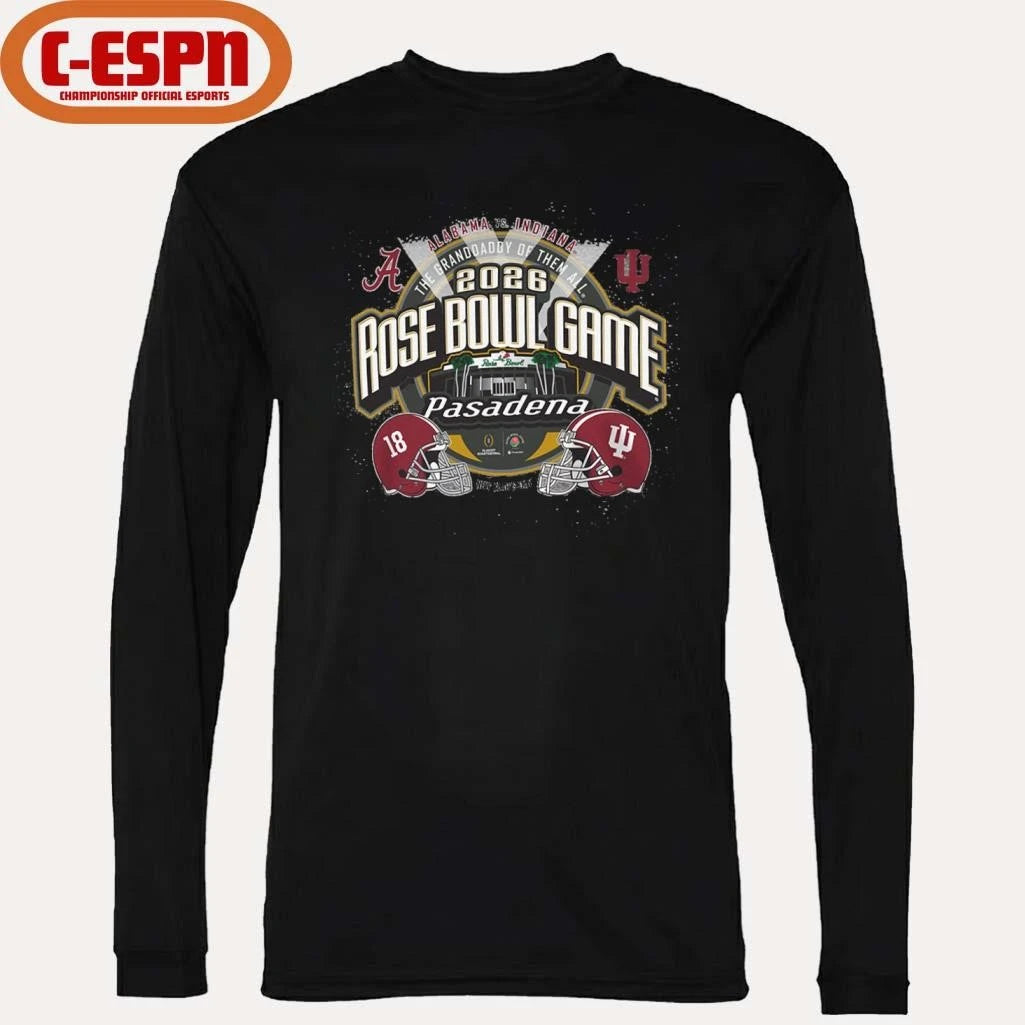 Official Indiana vs Alabama Football 2026 Rose Bowl Head to Head stadium shirt