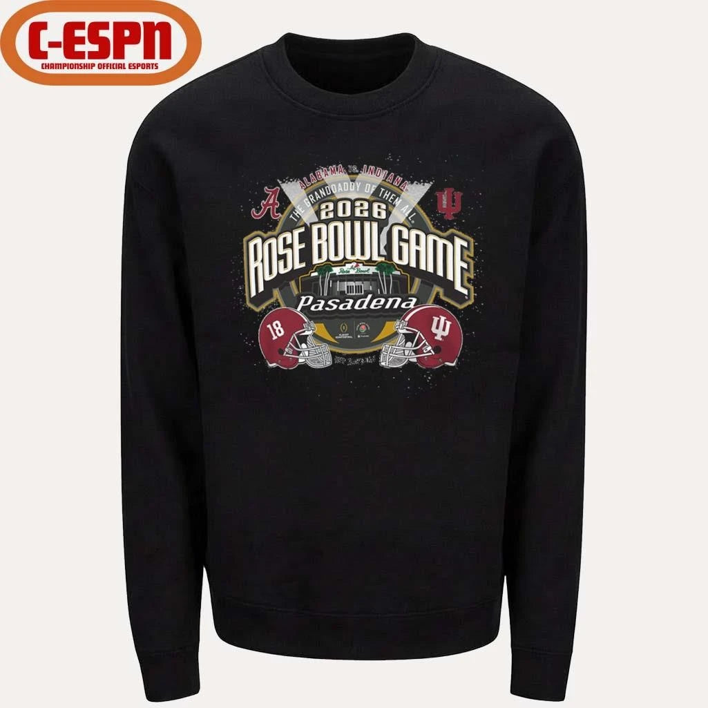 Official Indiana vs Alabama Football 2026 Rose Bowl Head to Head stadium shirt