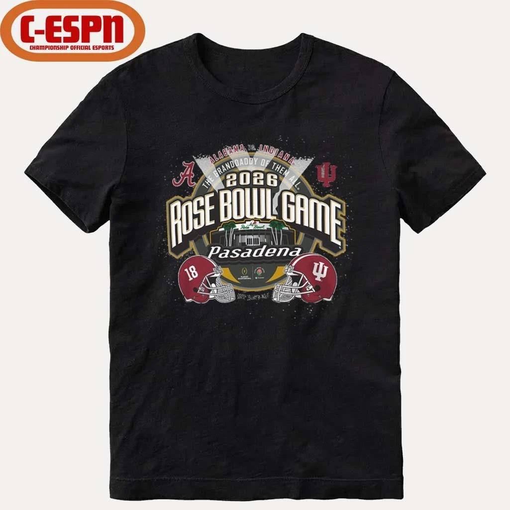 Official Indiana vs Alabama Football 2026 Rose Bowl Head to Head stadium shirt