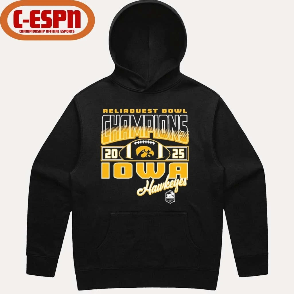 Official Iowa Hawkeyes 2025 Reliaquest Bowl Champions Official T-Shirt