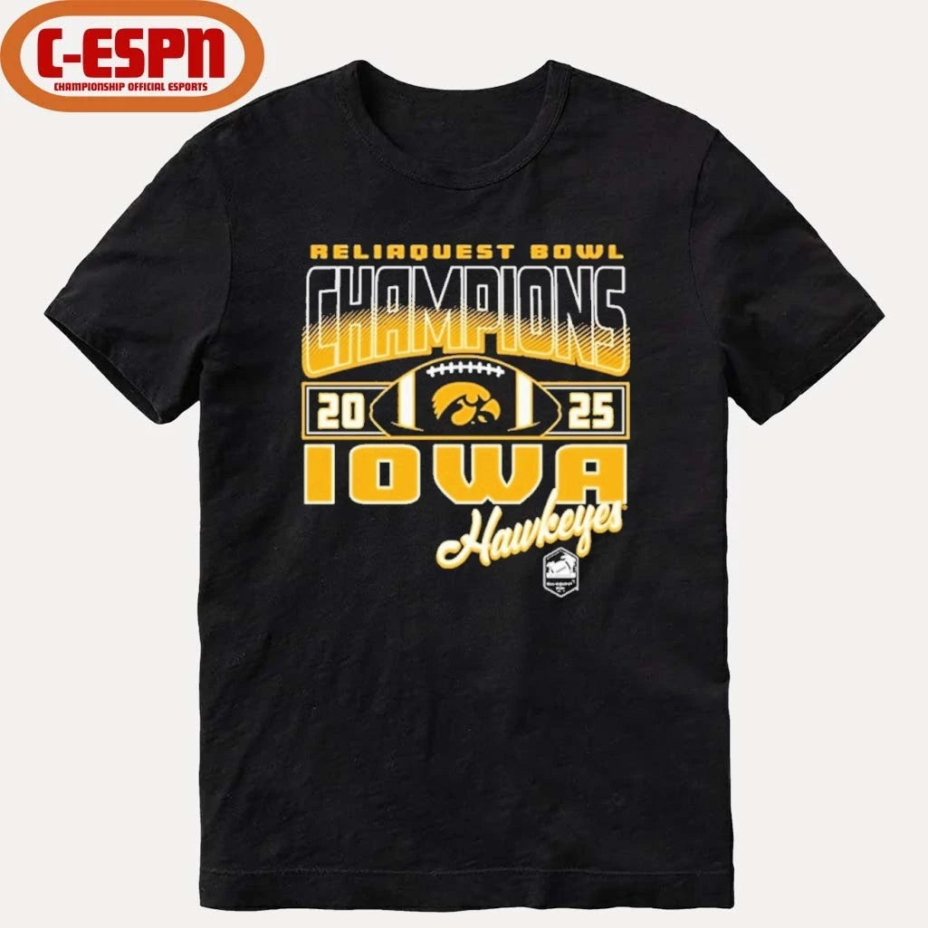 Official Iowa Hawkeyes 2025 Reliaquest Bowl Champions Official T-Shirt