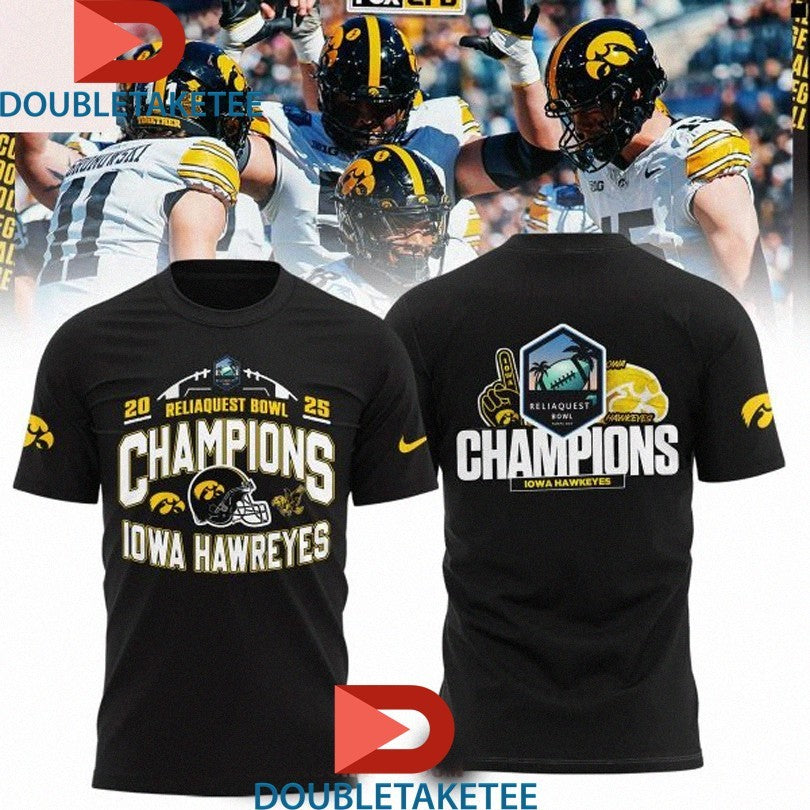 Official Iowa Hawkeyes 2025 Reliaquest Bowl Champions Shirts