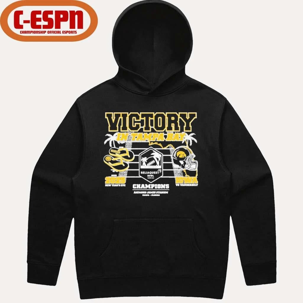 Official Iowa Hawkeyes Victory in Tampa Bay 2025 Reliaquest Bowl Champions shirt