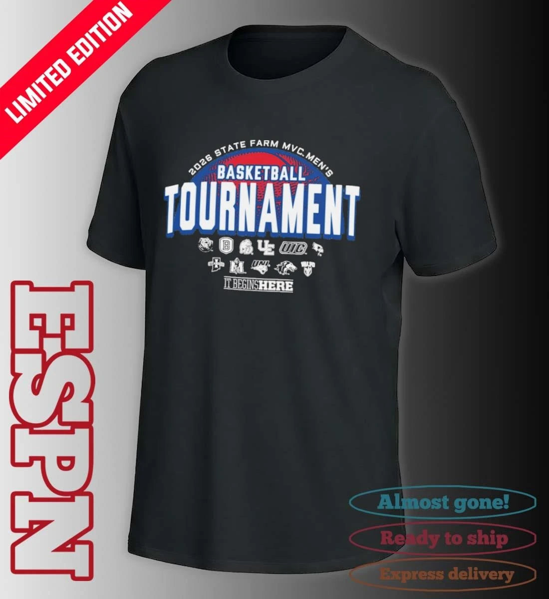 Official It Begins Here 2026 Missouri Valley Conference Men’s Basketball Championship T-Shirt