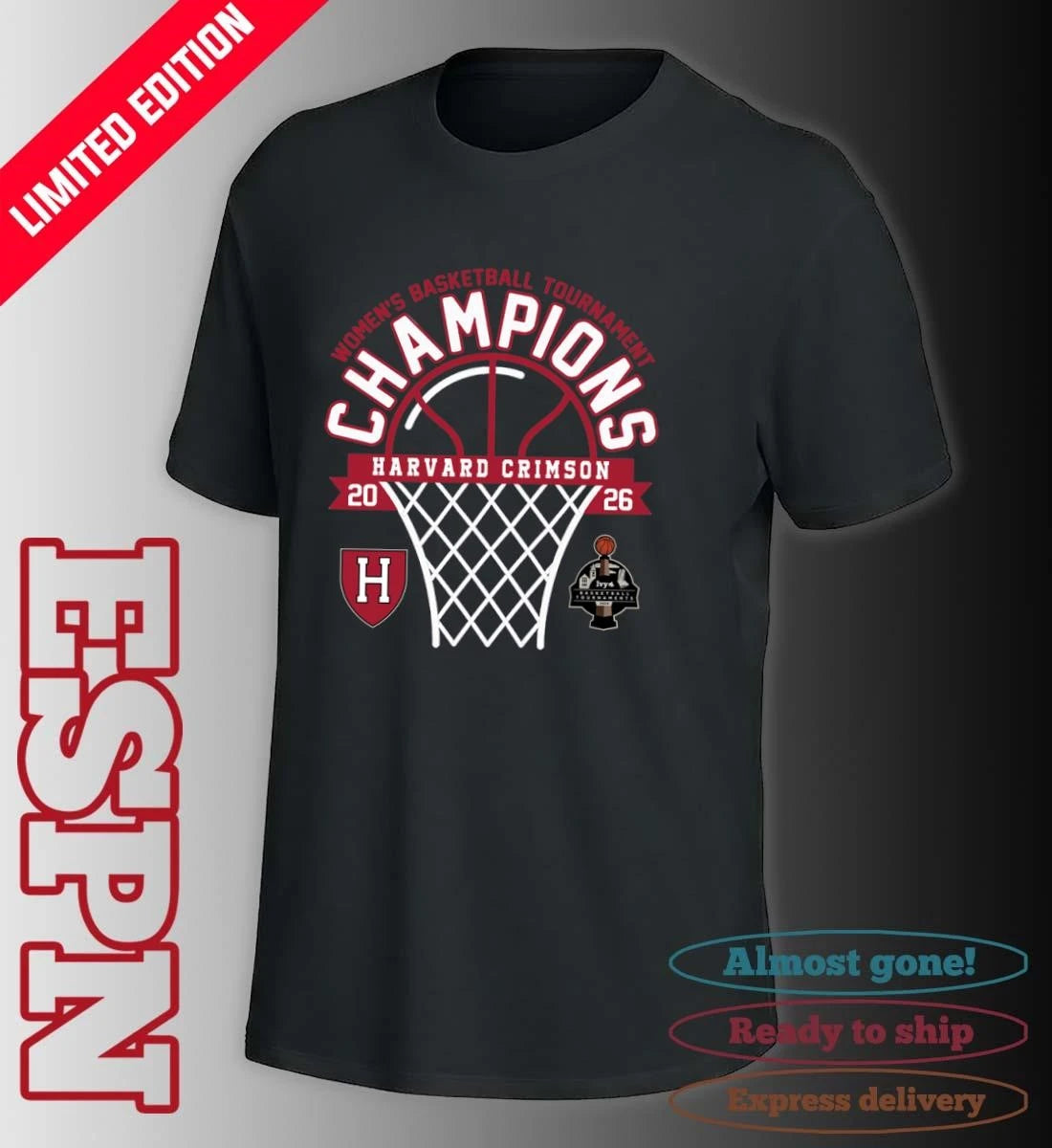 Official Ivy League Women’s Basketball Tournament Champions 2026 Harvard Crimson T-Shirt