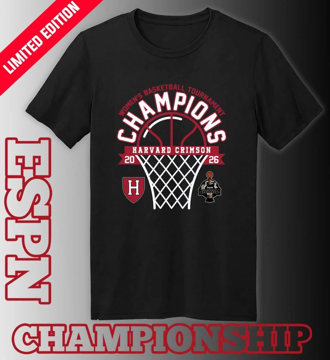 Official Ivy League Women’s Basketball Tournament Champions 2026 Harvard Crimson T-Shirt