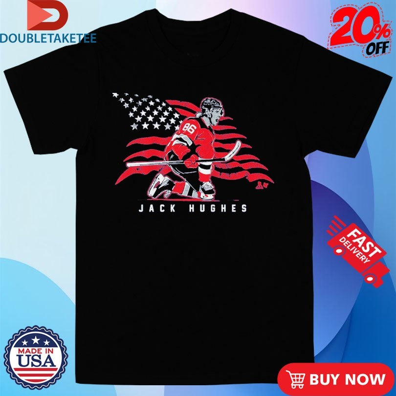 Official Jack Hughes Stars And Stripes Superstar Pose Olympic Shirts