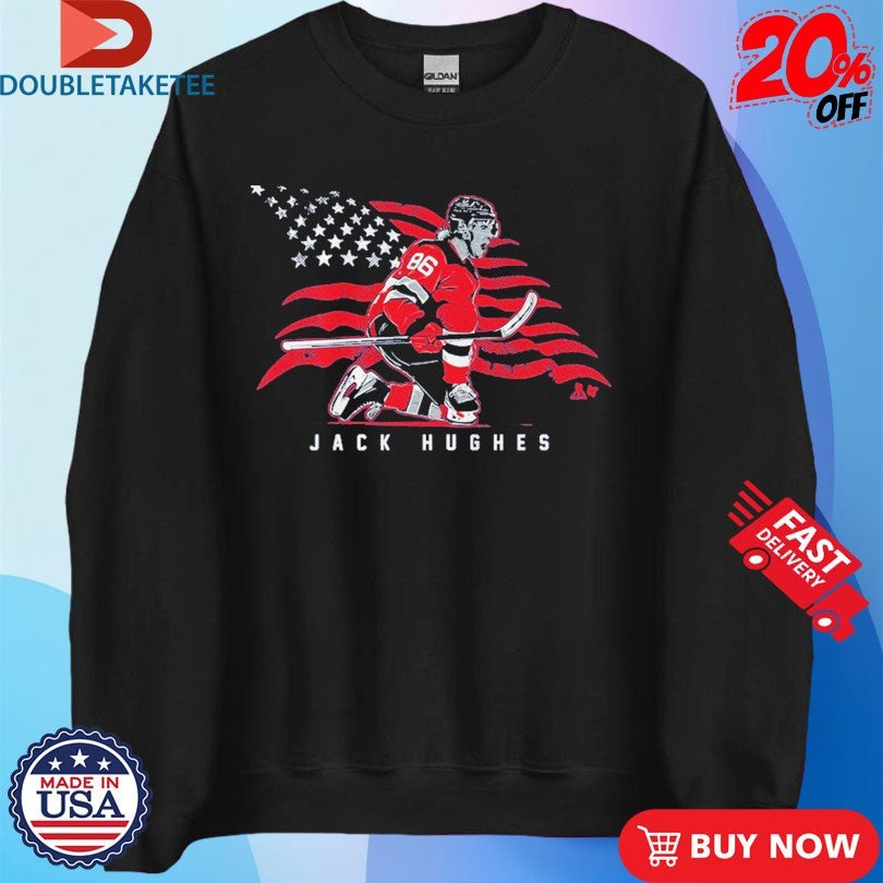 Official Jack Hughes Stars And Stripes Superstar Pose Olympic Shirts