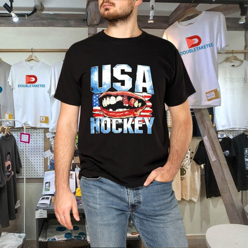 Official Jack Hughes Teeth USA Hockey Oylmpic Shirt