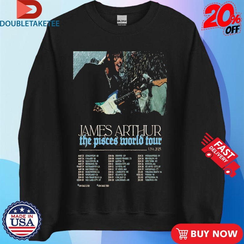 Official James Arthur The Pisces World Tour US 2025 Shirts