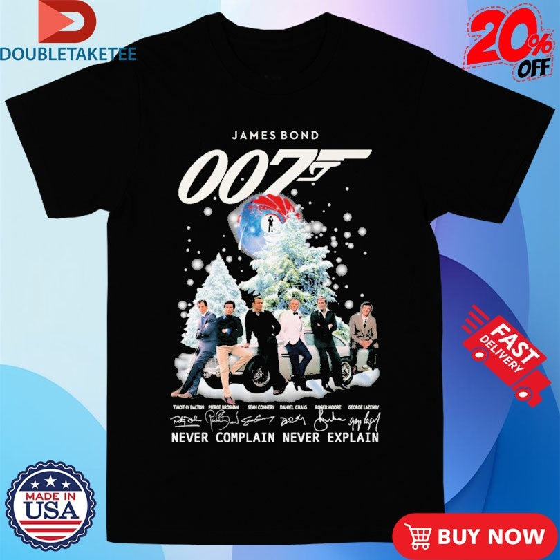 Official James Bond 007 Never Complain Never Explain Christmas Shirts