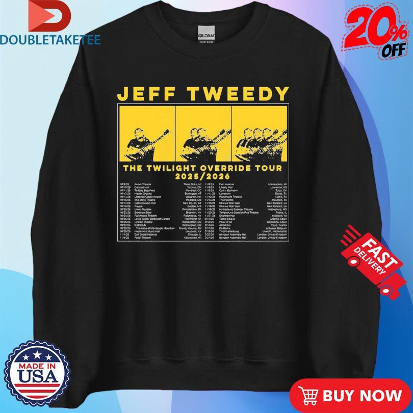 Official Jeff Tweedy Twilight Override 2025 2026 Tour Dates Shirts