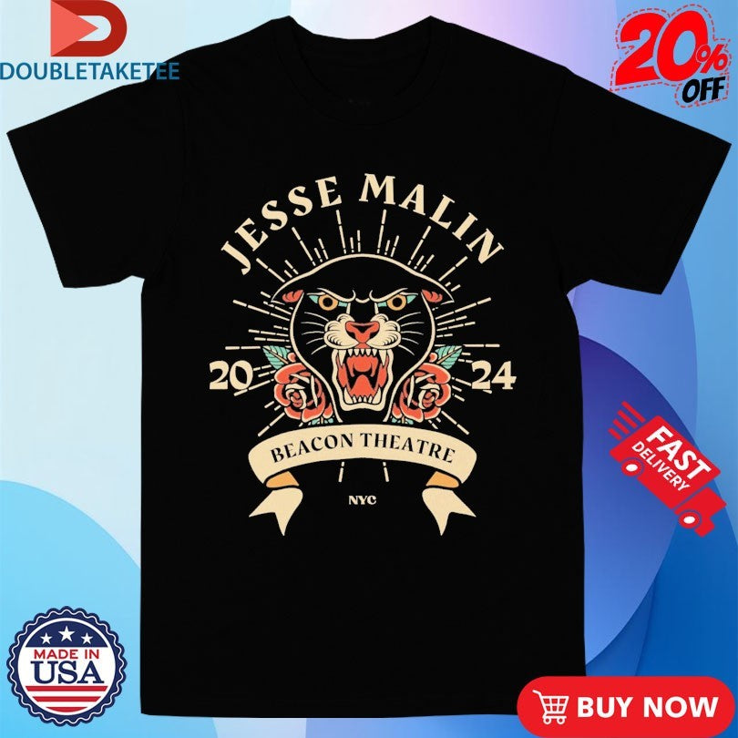 Official Jesse Malin Beacon Theatre NYC Panther 2024 Shirts