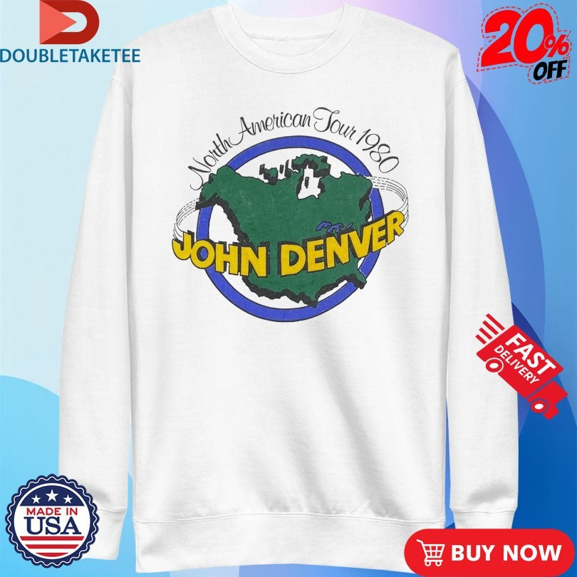 Official John Denver North American Tour 1980 Map Shirts
