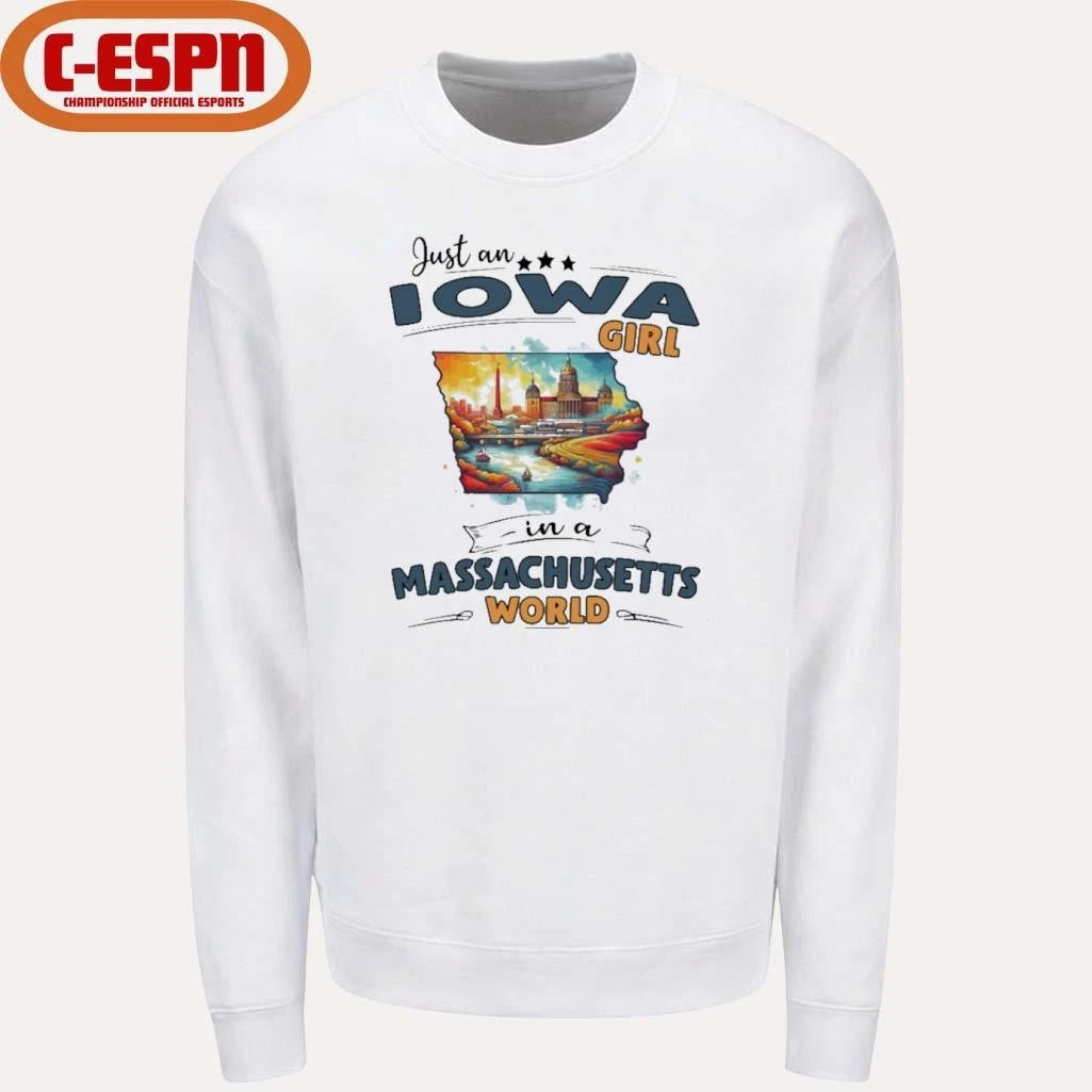 Official Just An Iowa Girl In A Massachusetts World Retro Shirt