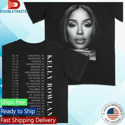 Official Kelly Rowland Big Head Photo Tour 2025 Black &amp; White Shirts
