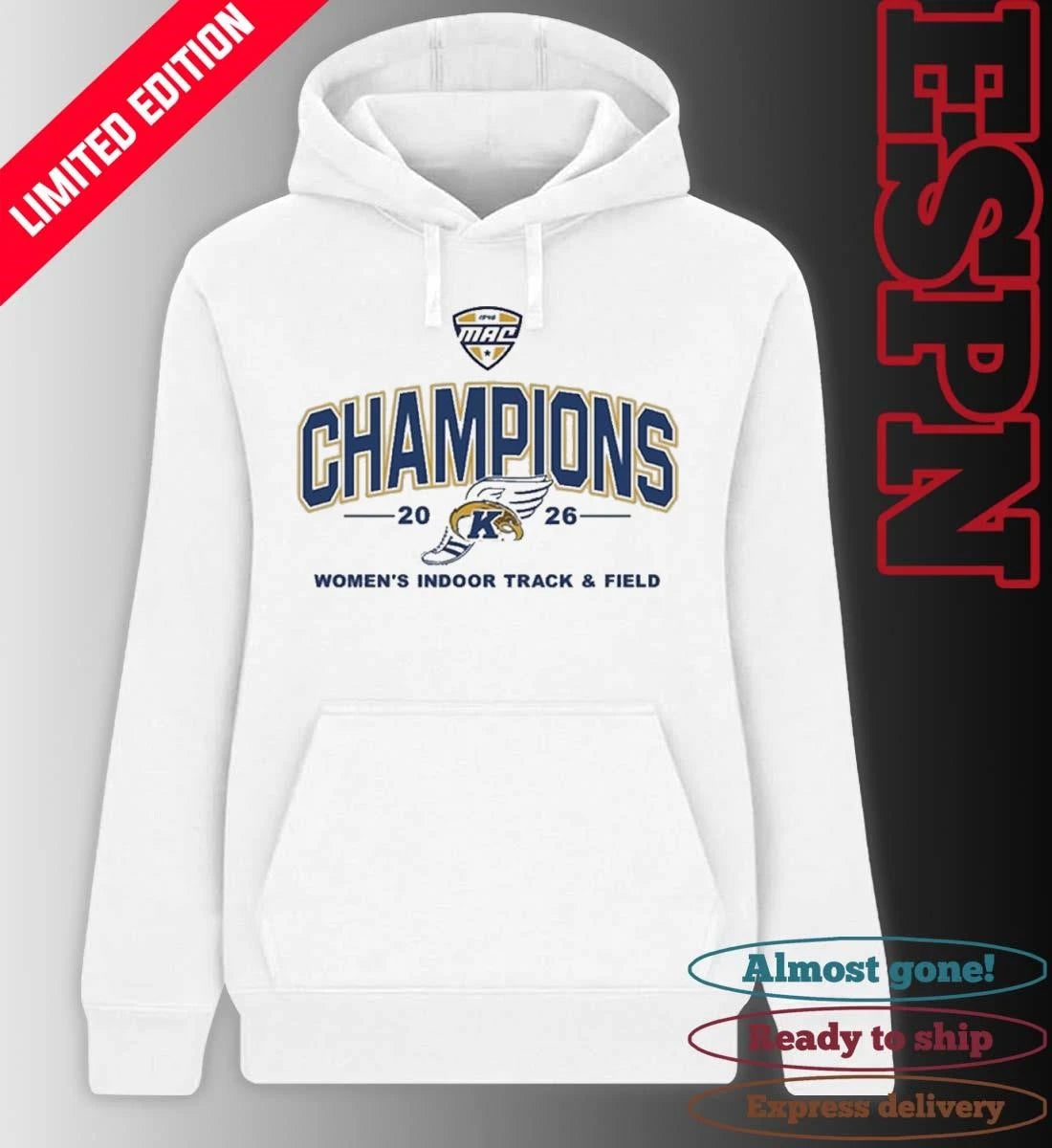Official Kent State Golden Flashes 2026 MAC Women’s Indoor Track &amp; Field Champions T-Shirt