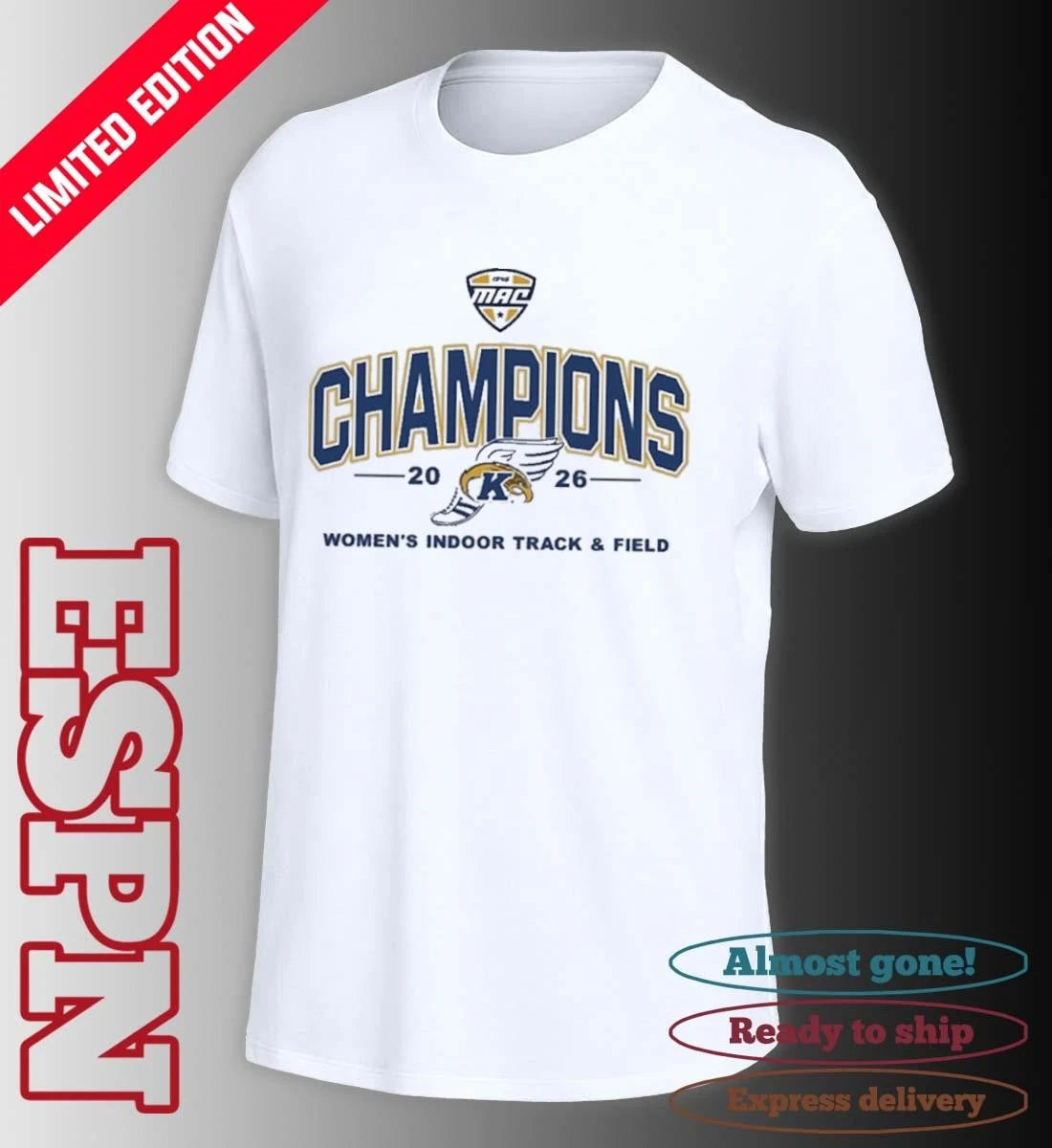 Official Kent State Golden Flashes 2026 MAC Women’s Indoor Track &amp; Field Champions T-Shirt