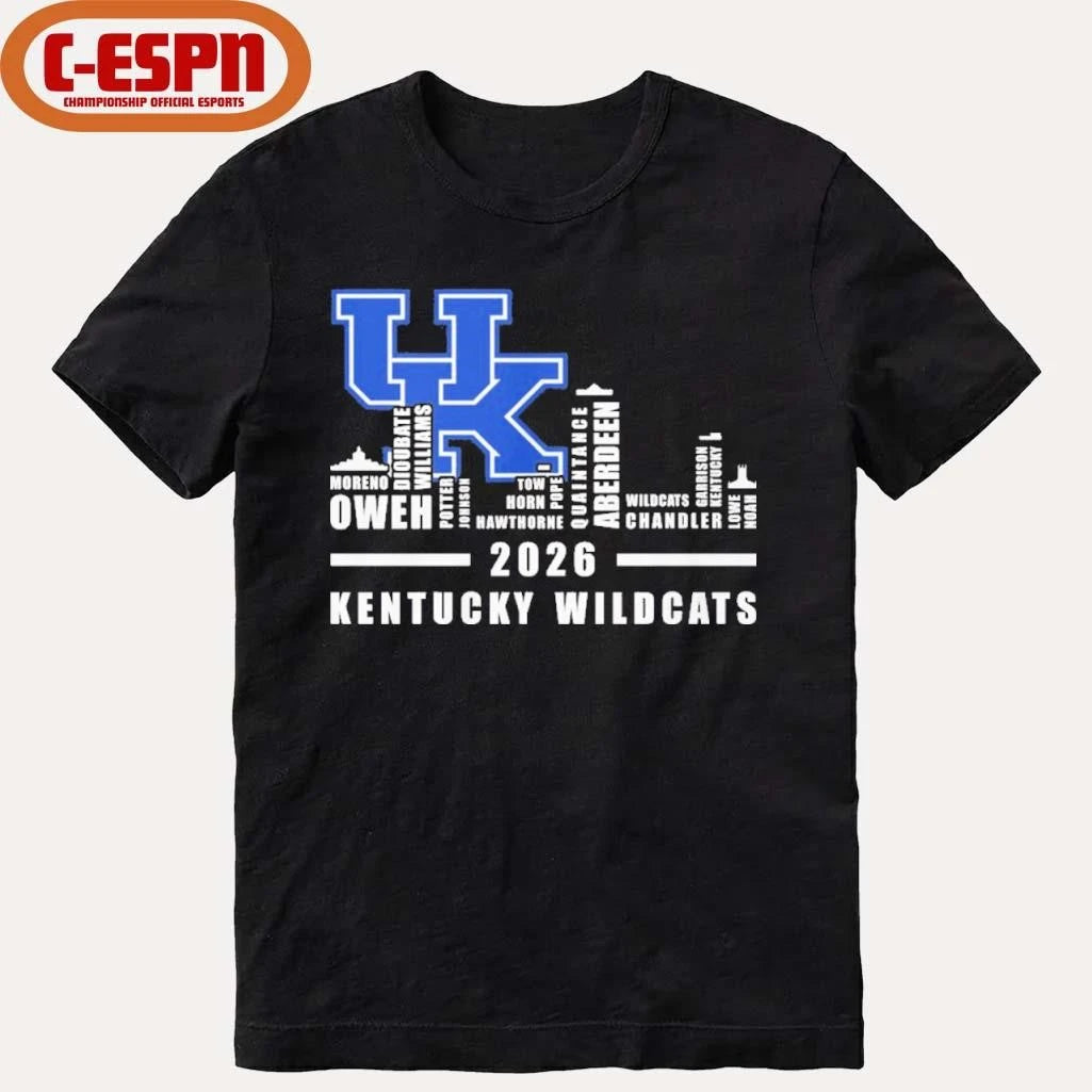 Official Kentucky Basketball Skyline Player Names 2026 Shirt