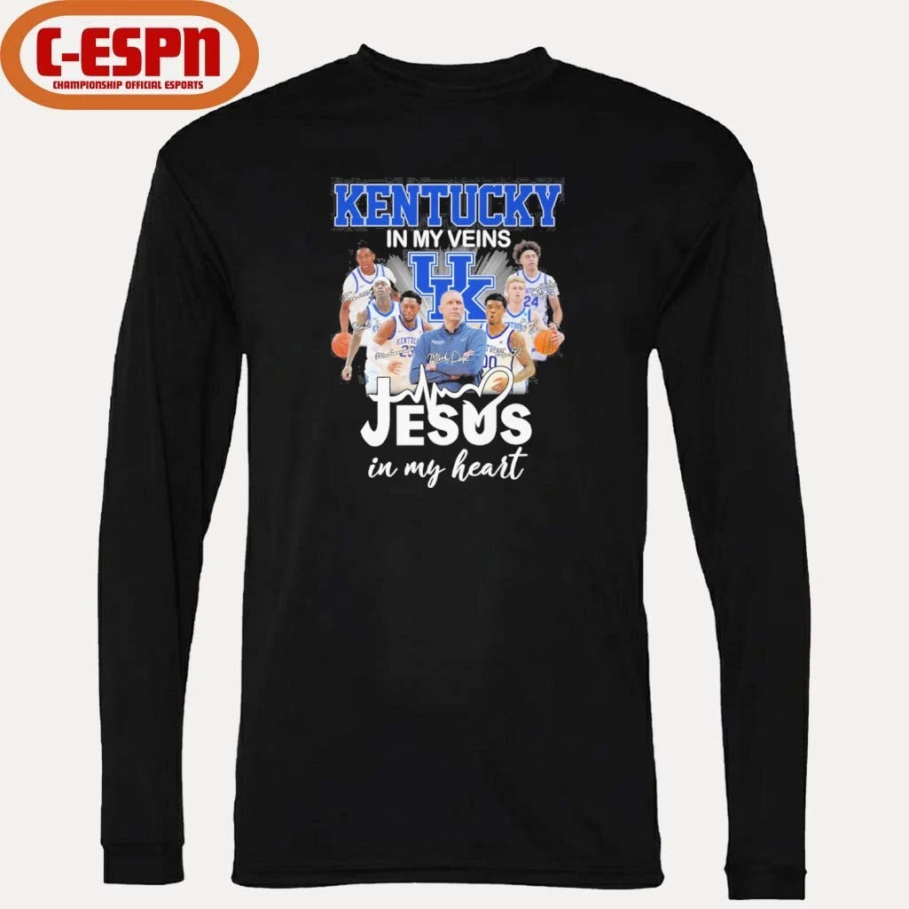 Official Kentucky Jayhawks Basketball In My Veins Jesus In My Heart Shirt