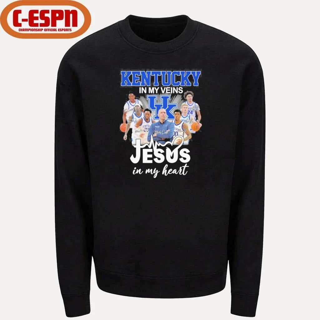 Official Kentucky Jayhawks Basketball In My Veins Jesus In My Heart Shirt
