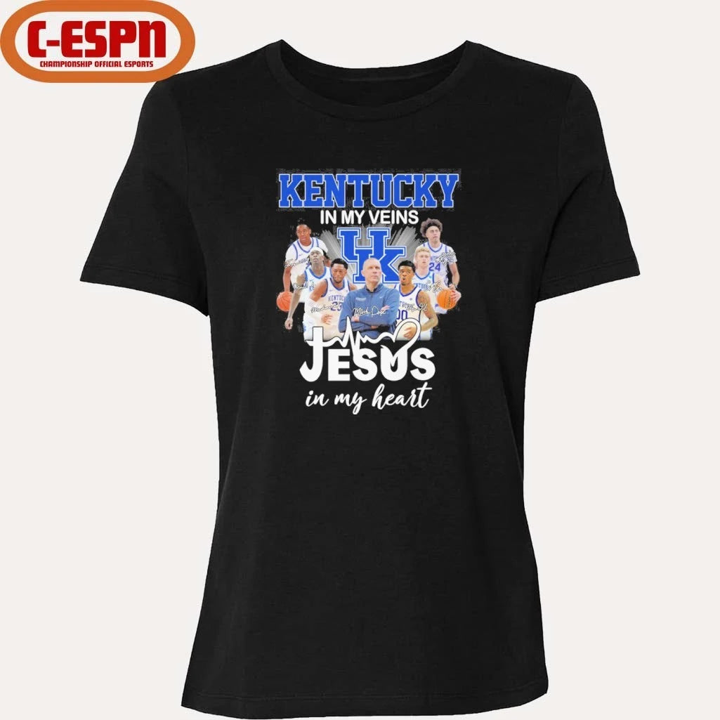 Official Kentucky Jayhawks Basketball In My Veins Jesus In My Heart Shirt