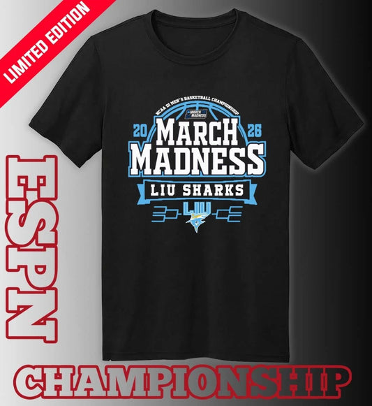 Official LIU Sharks March Madness 2026 NCAA DI Men’s Basketball Tournament T-Shirt