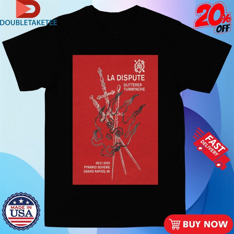 Official La Dispute Pyramid Scheme, Grand Rapids, MI September 21, 2025 Swords Shirts