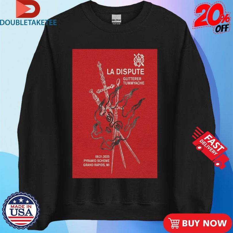 Official La Dispute Pyramid Scheme, Grand Rapids, MI September 21, 2025 Swords Shirts