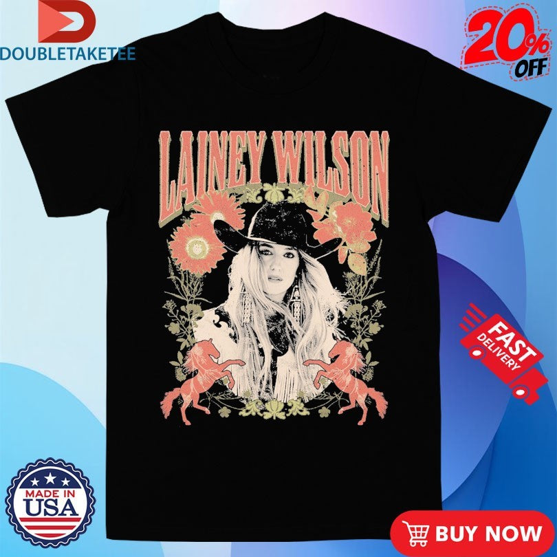 Official Lainey Wilson Floral Portrait Cowgirl Shirts