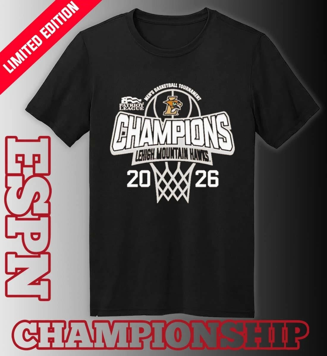 Official Lehigh University 2026 Patriot League Men’s Basketball Tournament Champions T-Shirt
