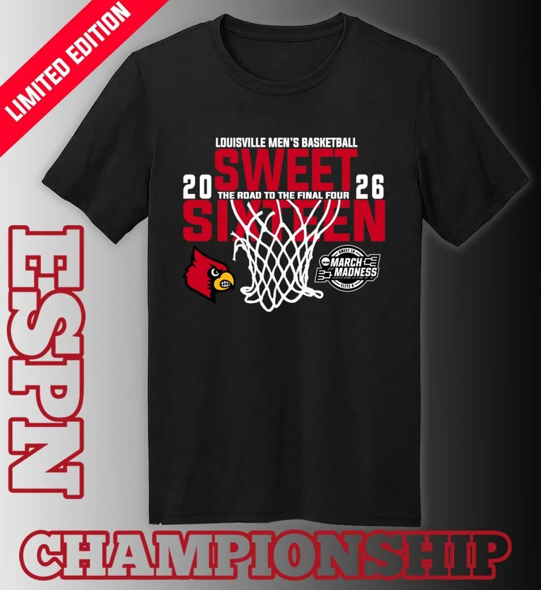 Official Louisville Men’s Basketball 2026 Sweet Sixteen The Road To The Final Four Shirt
