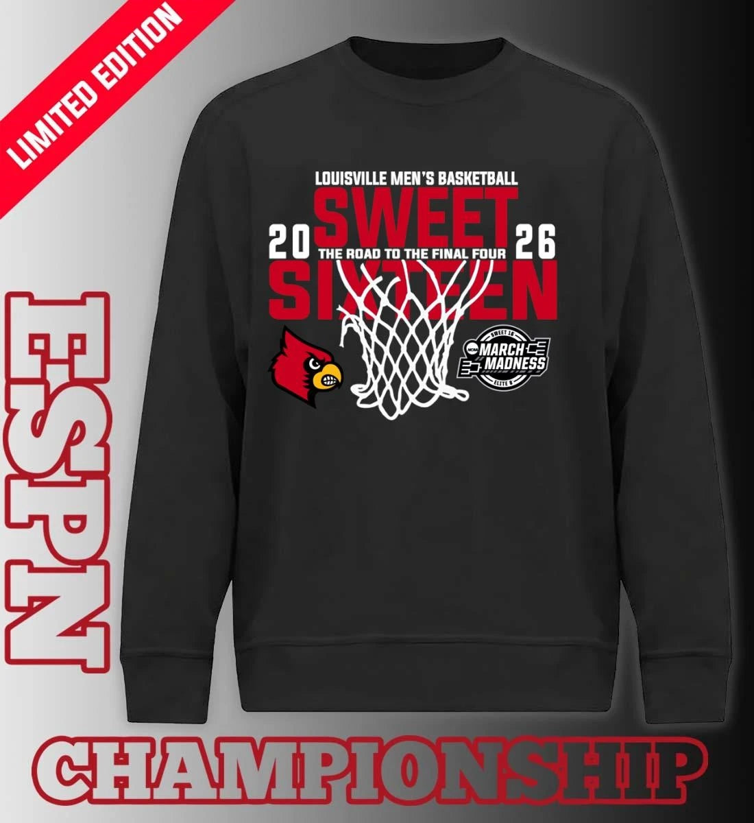 Official Louisville Men’s Basketball 2026 Sweet Sixteen The Road To The Final Four Shirt