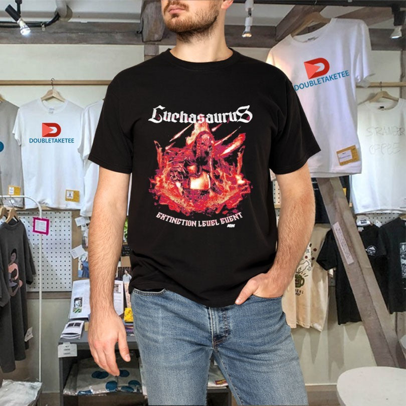 Official Luchasarus Extinction Level Event AEW Shirts
