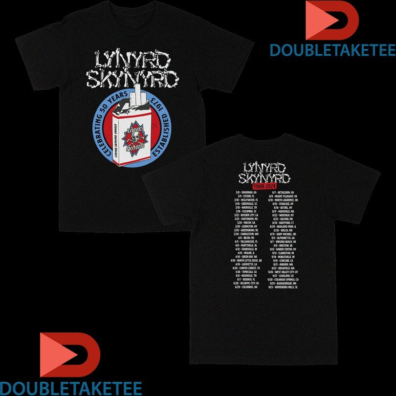 Official Lynyrd Skynyrd Celebrating 50 Years Est 1973 Smokes 2024 Tour Dates Shirts