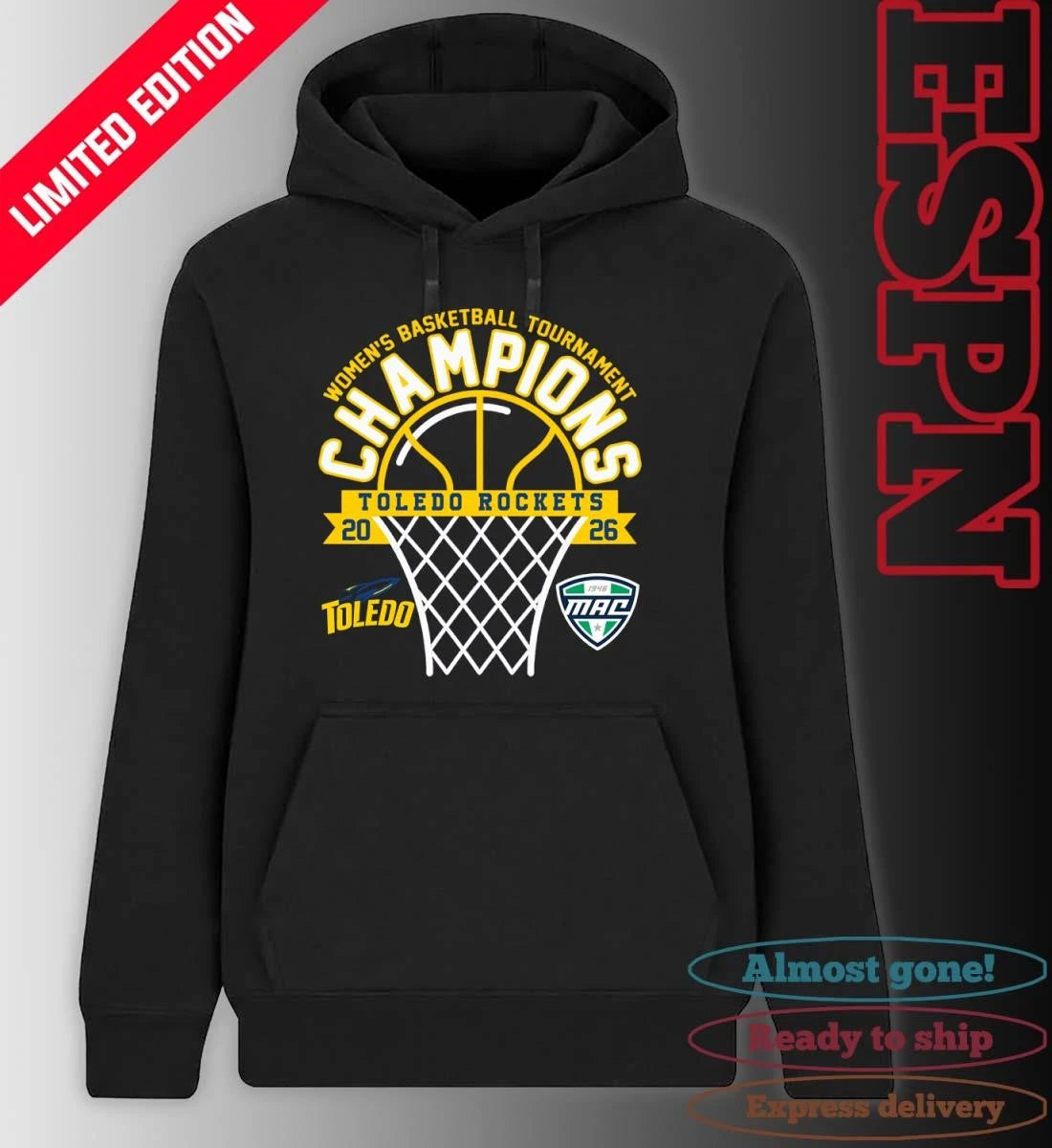 Official MAC Women’s Basketball Tournament Champions 2026 Toledo Rockets T-Shirt
