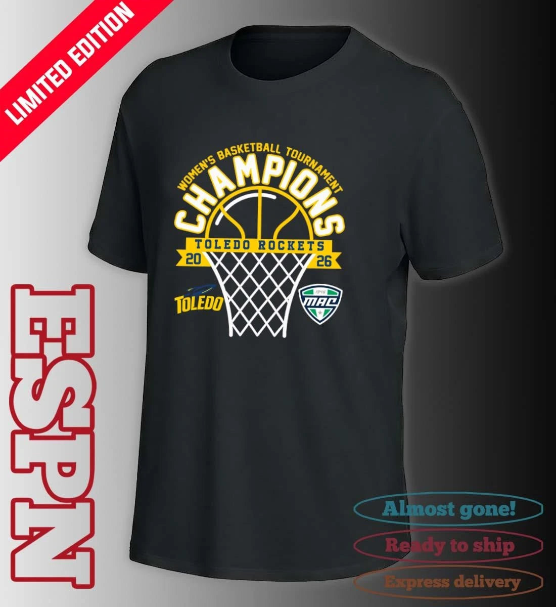 Official MAC Women’s Basketball Tournament Champions 2026 Toledo Rockets T-Shirt