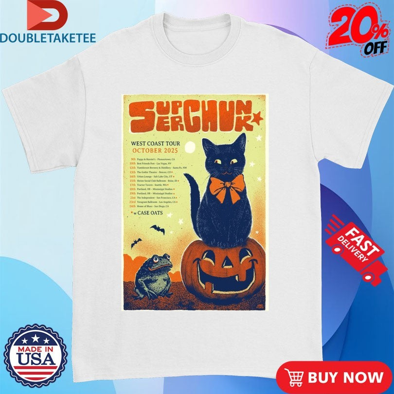 Official Mac Superchunk West Coast Tour 2025 Cat Halloween Shirts