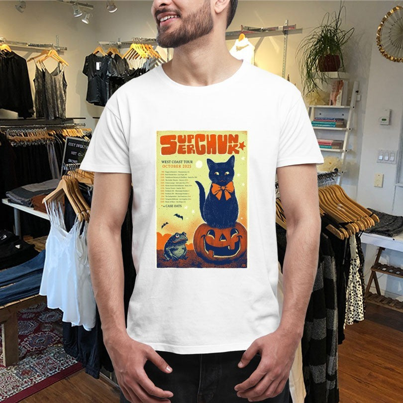 Official Mac Superchunk West Coast Tour 2025 Cat Halloween Shirts