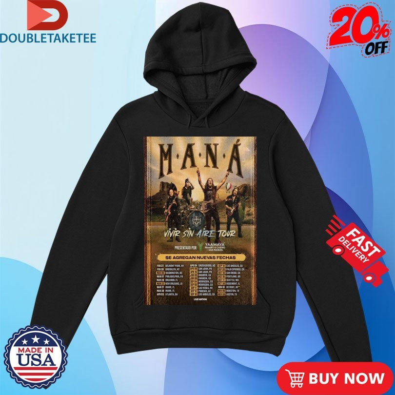 Official Maná Vivir Sin Aire Tour 2026 Dates Shirts