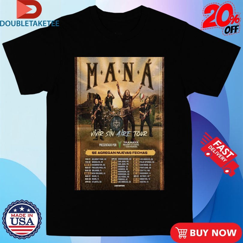 Official Maná Vivir Sin Aire Tour 2026 Dates Shirts