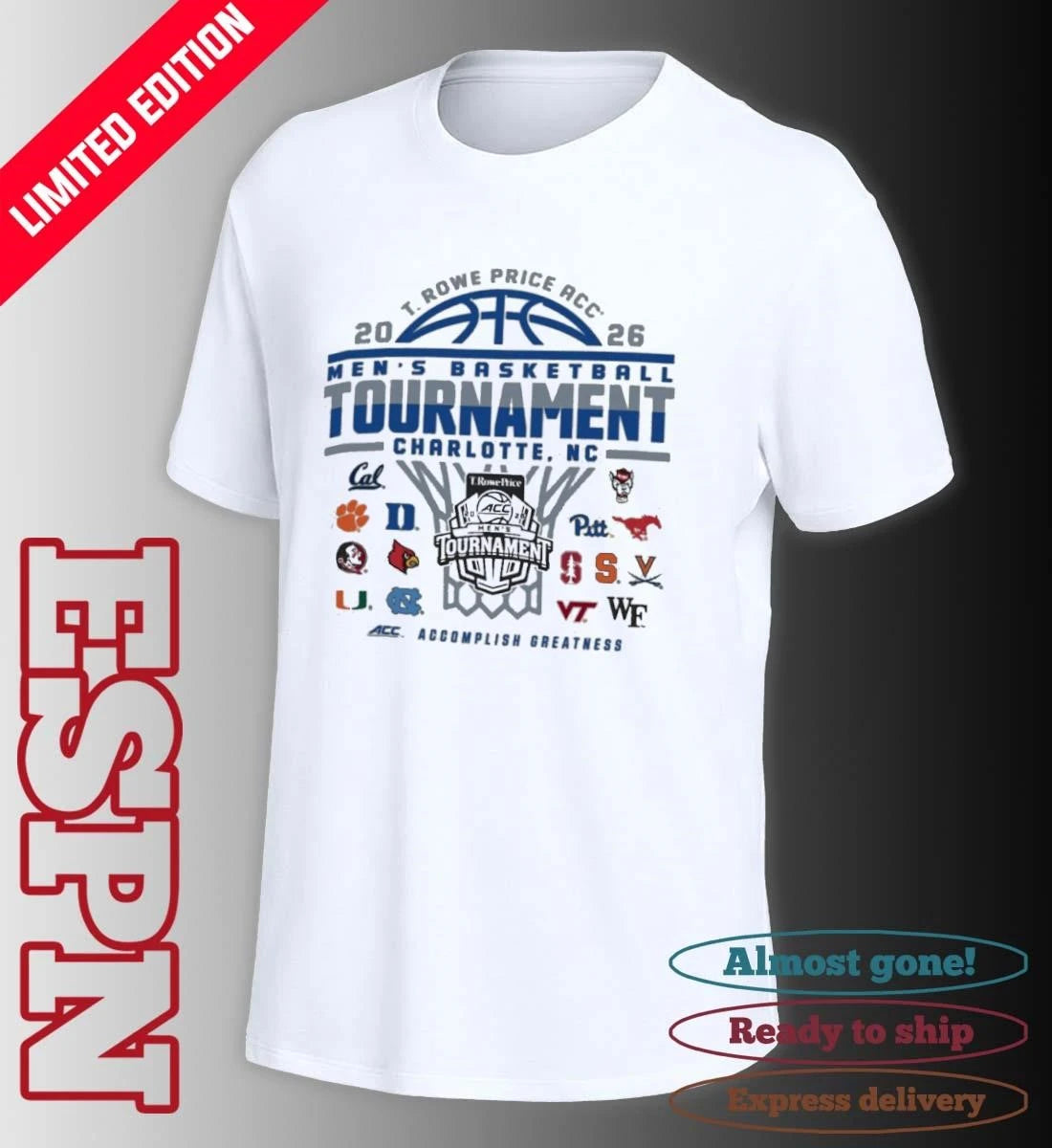 Official March 10-14 2026 ACC Men’s Basketball Championship T-Shirt