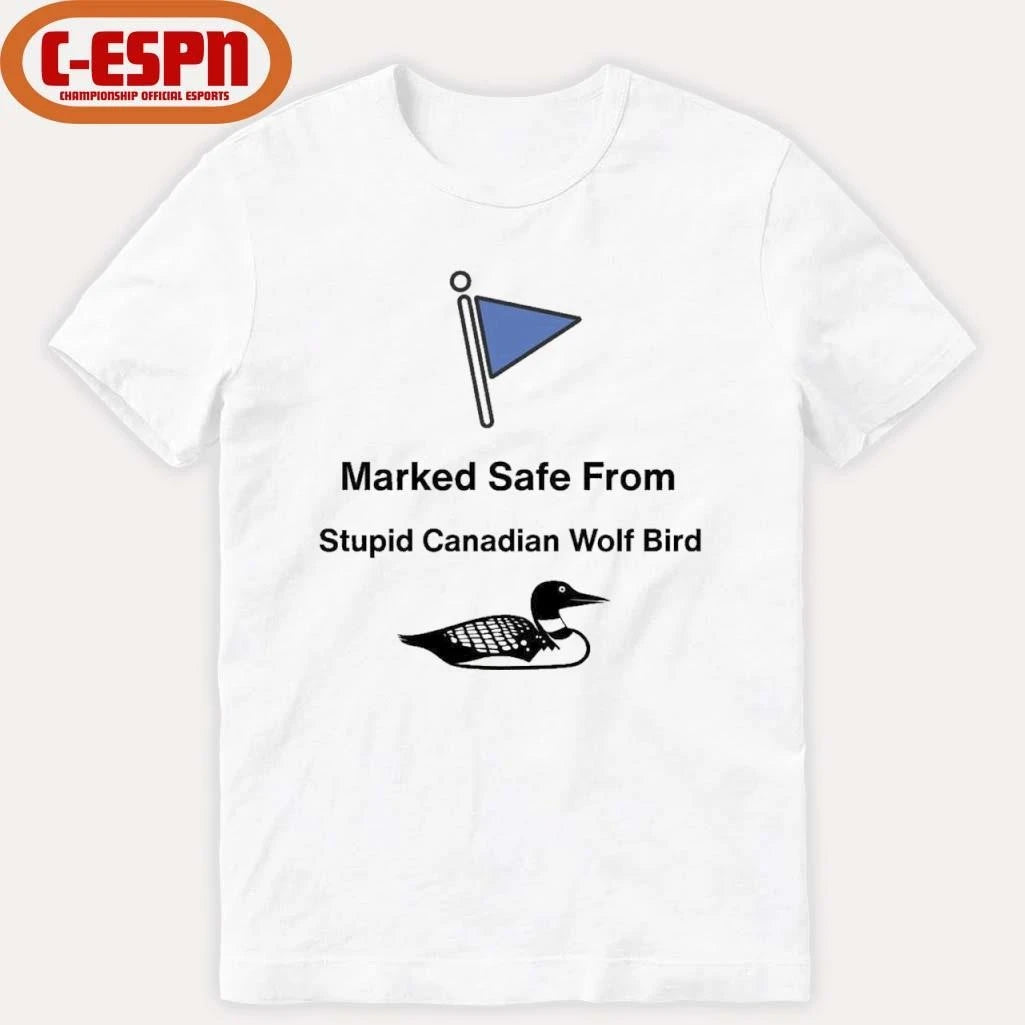 Official Marked Safe From Stupid Canadian Wolf Bird Shirt