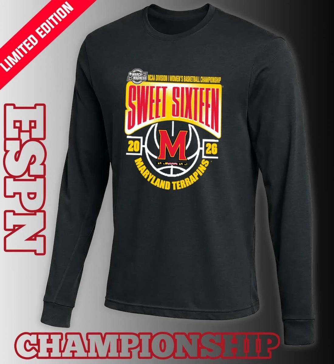 Official Maryland Terrapins Sweet 16 NCAA DI Women’s Basketball Tournament March Madness 2026 T-Shirt