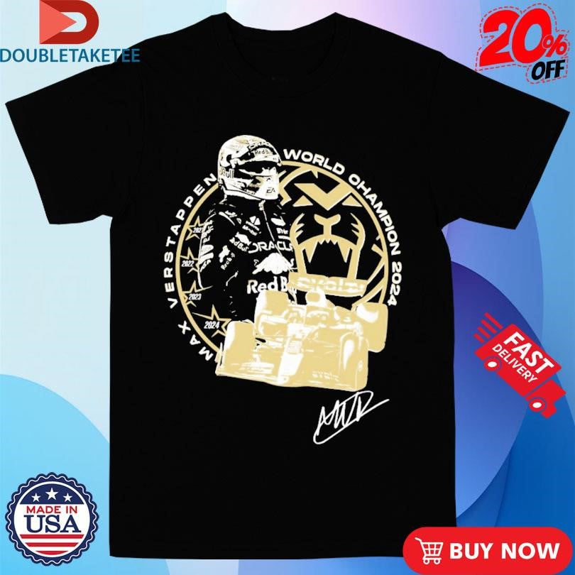 Official Max Verstappen Four-Time World Champion 2024 F1 Shirts