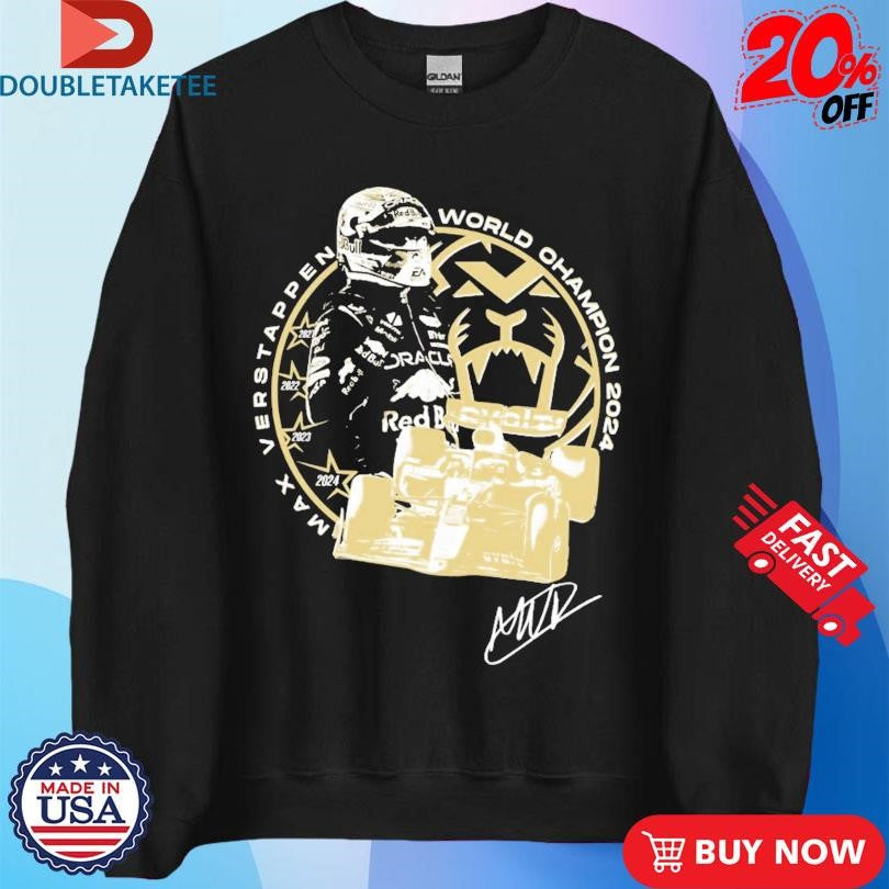 Official Max Verstappen Four-Time World Champion 2024 F1 Shirts