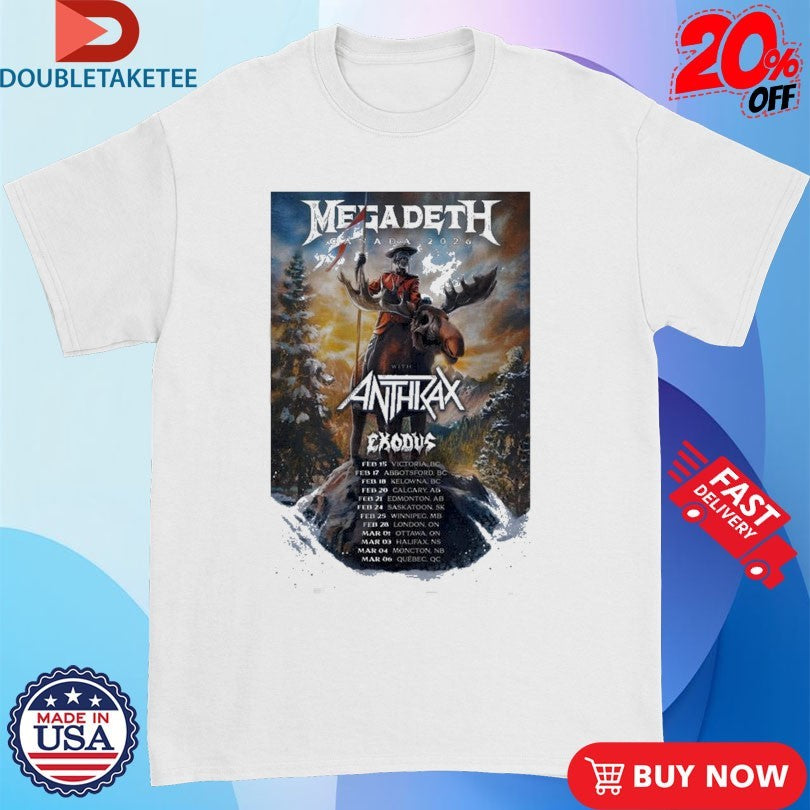 Official Megadeth X Anthrax 2026 Canada Tour Shirts