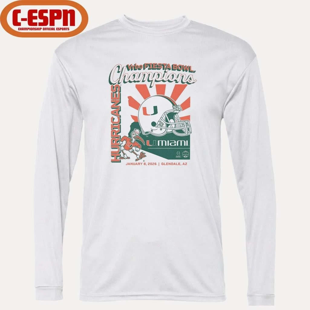 Official Miami Football CFP Fiesta Bowl Champions T-Shirt