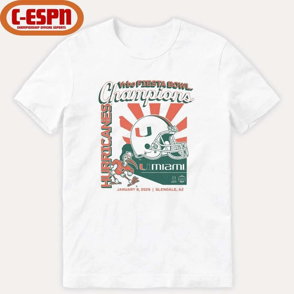 Official Miami Football CFP Fiesta Bowl Champions T-Shirt
