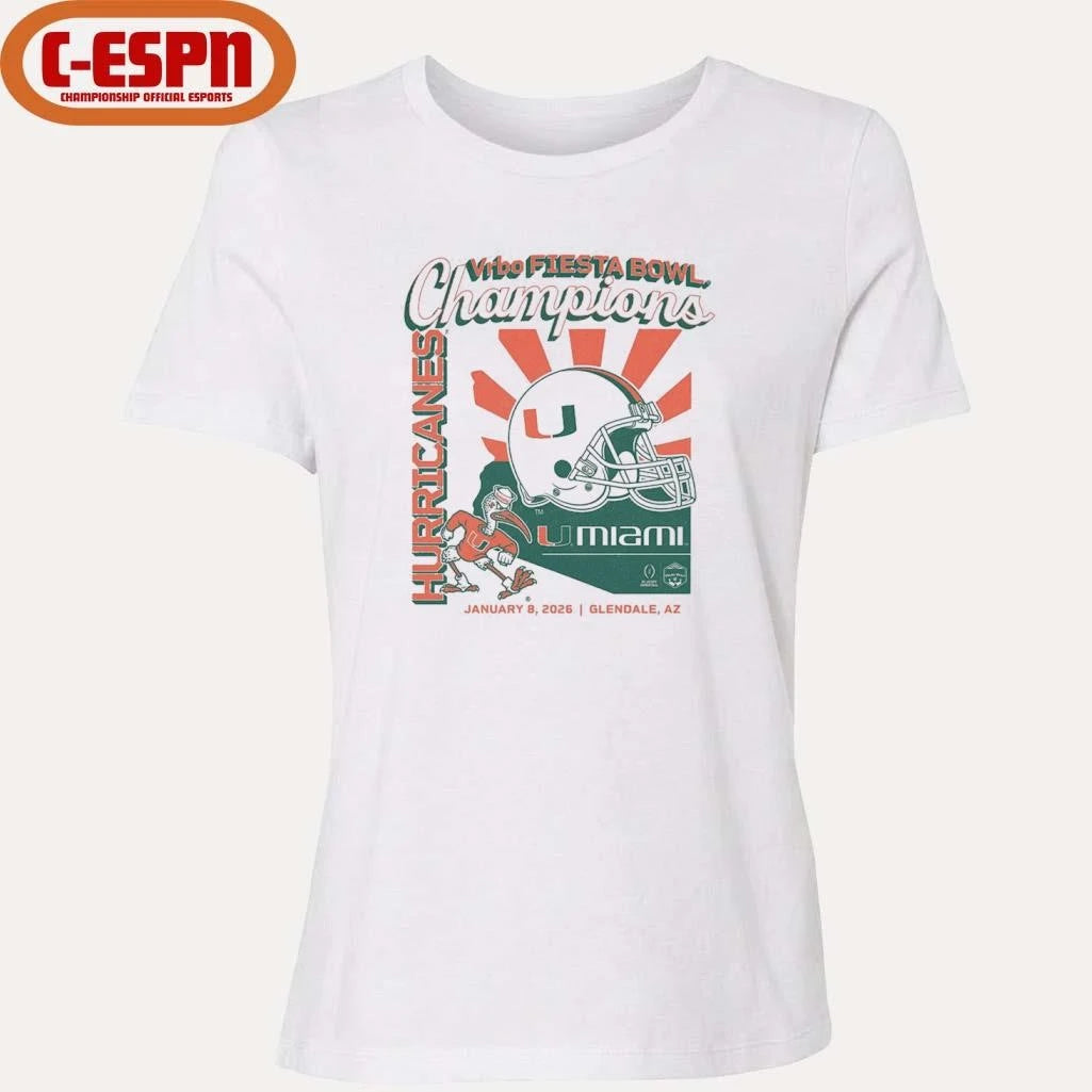 Official Miami Football CFP Fiesta Bowl Champions T-Shirt